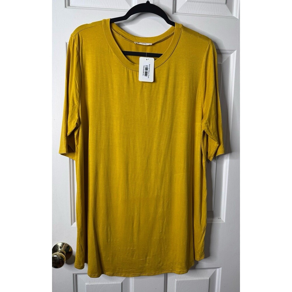 Bombom’s Women’s Crew Neck Tunic- Mustard Yellow- Made in USA